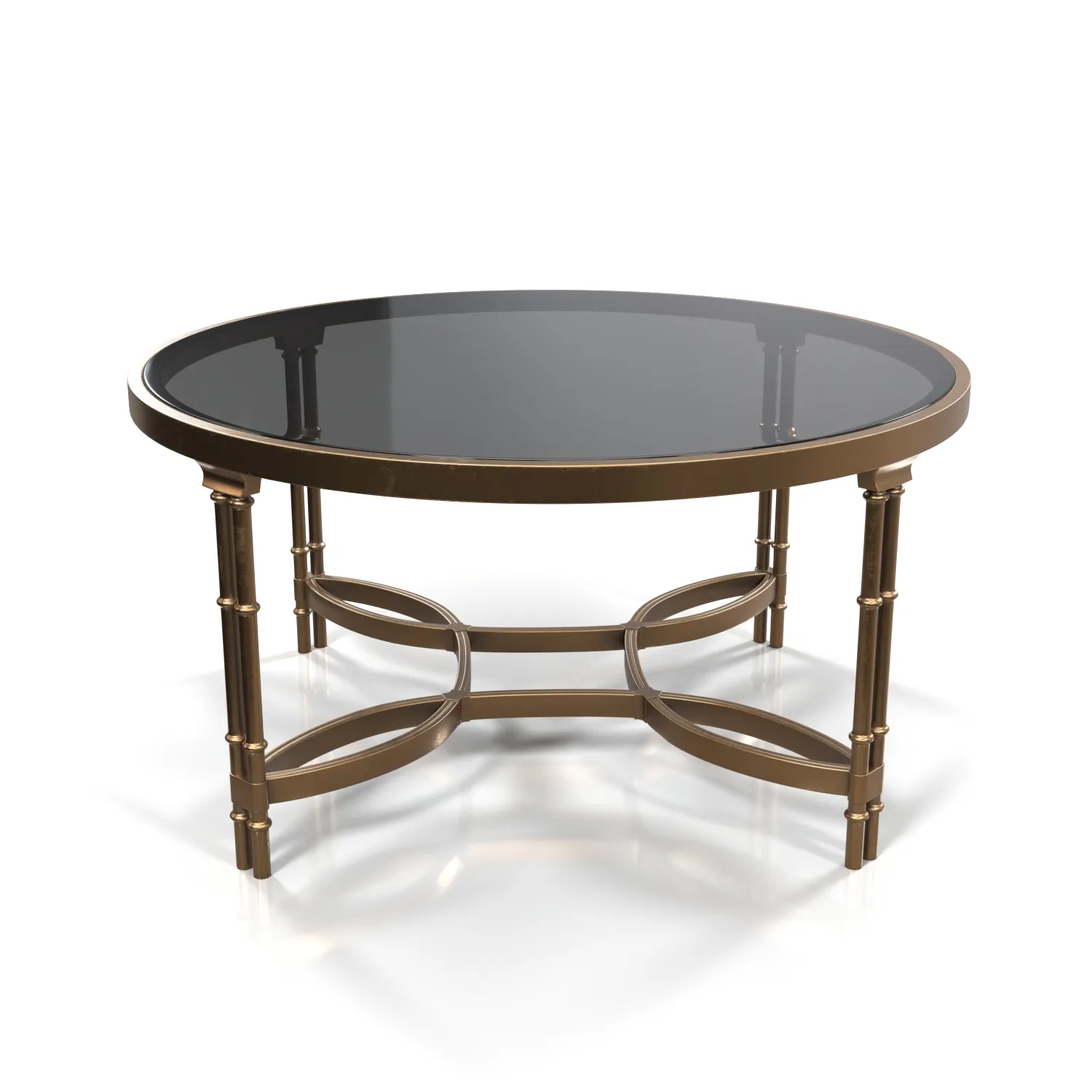 Handmade Decorative Rounded Coffee Table Gold Finish And Top Glass PBR 3D Model_04